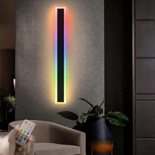 Iluminación de pared interior LED con aplique RGB negro de 80CM para salón y pasillo