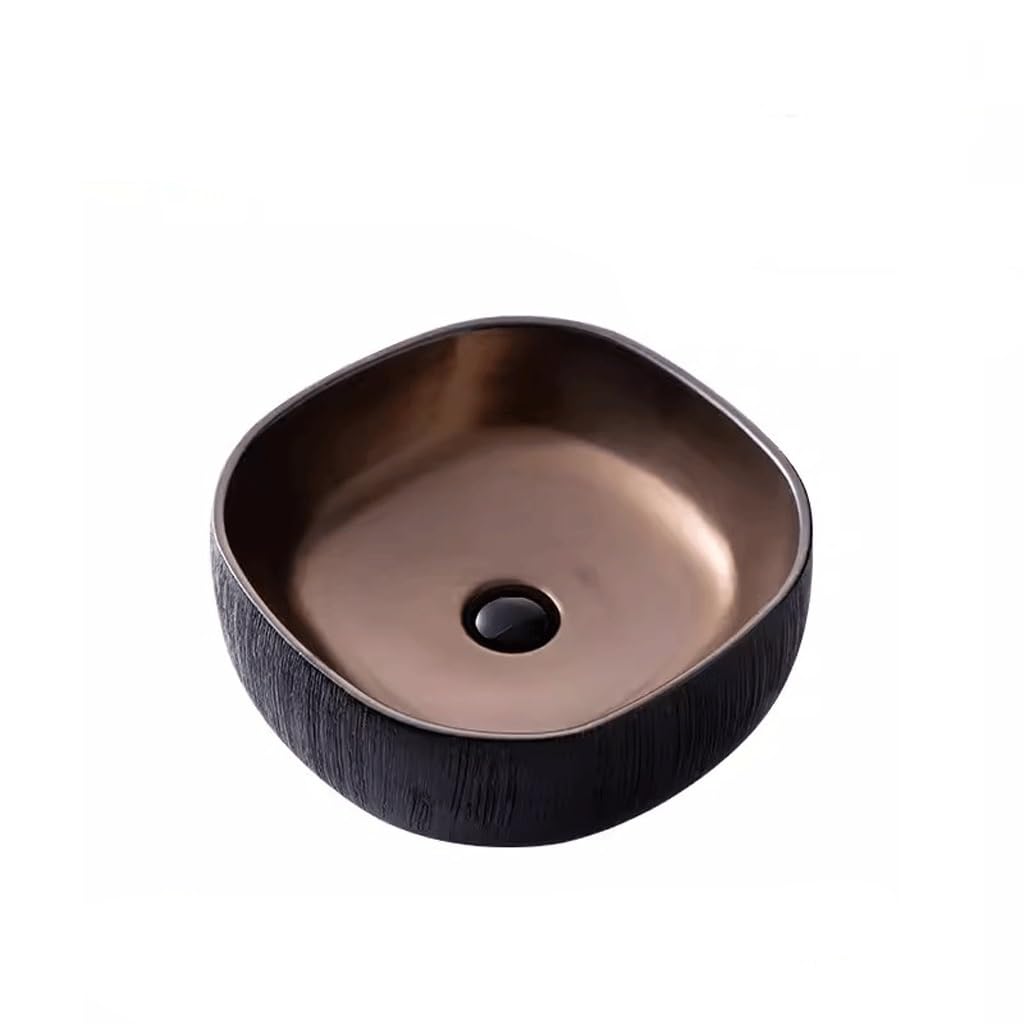 OLSKFUH Bathroom Vanity Countertop Basin Square Ceramic Washbasin Bathroom Home Creative Washbasin Single Basin Balcony Bathroom Sink,A