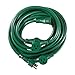 Woods 3030 Yard Master Outdoor 25 Foot Extension Cord with Evenly-Spaced Plugs Ideal for Landscaping Lighting, 3 Outlet design, 14-gauge, 15 AMP, 125 volt, 1875 watt, UL Listed, Green
