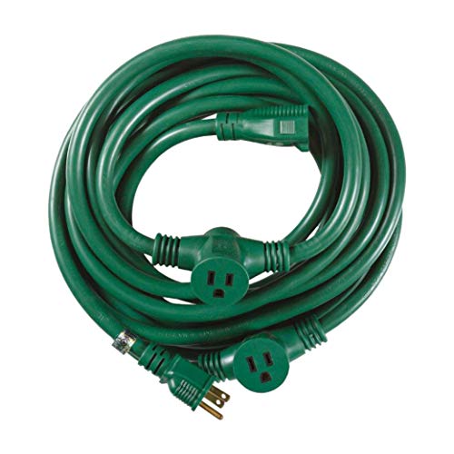 Southwire Outdoor Extension Cord - Durable Medium-Duty Yard & Patio Cable - SJTW Extension - 14 Gauge - 3 Conductor - 3 Outlet - Green - 25 Foot by Woods - Used condition - US$20.84