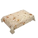 Hearda Tischdecke Abwaschbar Rechteckig, 3D Burger Burrito Pasta Pizza Pommes Bedruckte Polyester Tischdecken Wasserdicht Pflegeleicht Tischtuch für Küche Restaurant (Burrito,150x210cm)