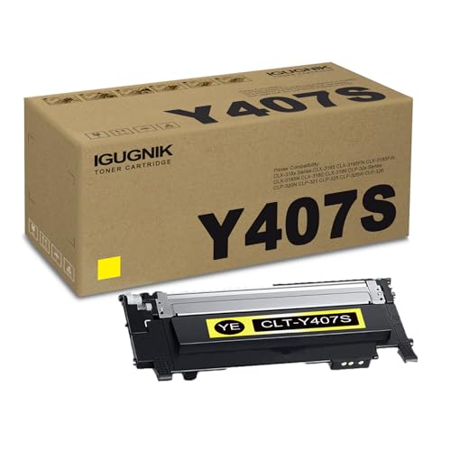 CLT Y407S   Cartucho de tóner amarillo de repuesto para Samsung CLT Y407S, funciona con CLX 318x Series CLX 3185 CLX 3185FN CLX 3185FW CLX 3185N CLX 3180 CLX 3186 CLP 32x Series CLP 320N | CLT Y4040N