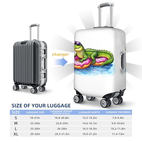 Alligator Donut Pool Float Print Luggage Covers Suitcase Protector Fit 18-32 Inch Luggage-Small3
