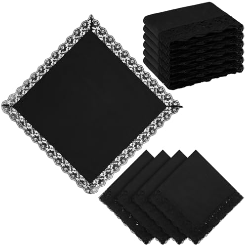 6 Pack 23'' Lap Scarf for Women Church with Lace Lap Scarves Ladies Cotton Handkerchief for Skirts Church Office