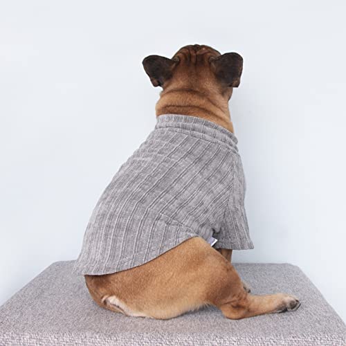 iChoue Pet Dog Jumpers Winter Warm Sweater Clothes Turtleneck for French Bulldog Pug Boston Terrier Corduroy Cold Weather Pullover Coat Shirt - Silver/Large Plus - Image 4