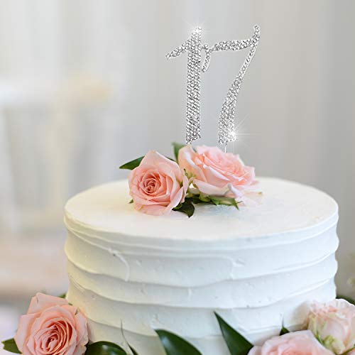 Hatcher Lee Bling Crystal Rhinestone 17 Birthday Cake Topper - Best Keepsake | 17Th Party Decorations Silver #TOP3