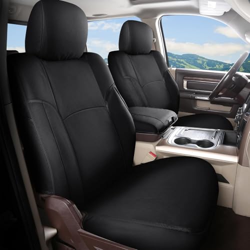 Image of Coverado Chevy Silverado Waterproof Canvas Rear Seat Covers, Fit for Chevy Silverado GMC Sierra 2007-2013 & 2019-2026 1500, 2020-2026 2500HD 3500HD Crew Double Extended Cab(Flat Rear, Black)