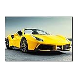 Ferrari - Lienzo decorativo para pared (100 x 160 cm), diseño de coche deportivo amarillo