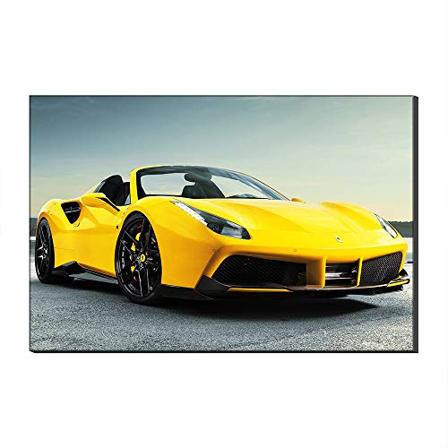 Ferrari - Lienzo decorativo para pared (100 x 160 cm), diseño de coche deportivo amarillo