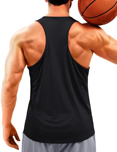 TACVASEN Men's Y-Back Dry Fit Tank Tops Workout UPF 50+ Sleeveless Shirts Muscle Gym Running Vest Athletic Tank Tops