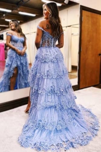 Sparkly Sequin Tiered Tulle Prom Dress for Women with Slit Sweetheart Sleeveless Ruched Evening Ball Gown for Teens4