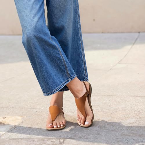 Image of DREAM PAIRS Women's Flat Sandals Arch Support Orthopedic Comfortable Soft Cushion Summer T-Strap Walking Thong Sandals