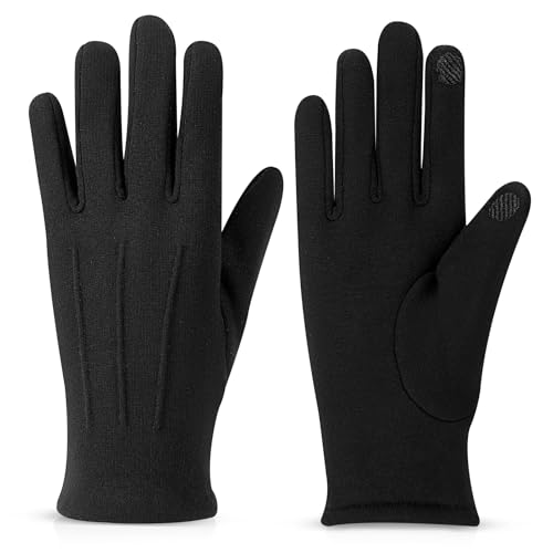 Beehow Women Gloves Cold Weather Touch Screen Glove Warm Fleece Lining for Driving Cycling Skiing (Black One Size)