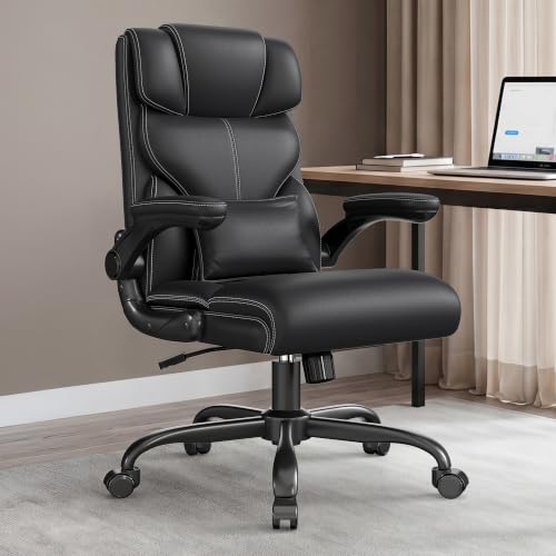 Image of Office Chair, Executive Mid-Back Computer Desk Chair with Flip-up Armrests