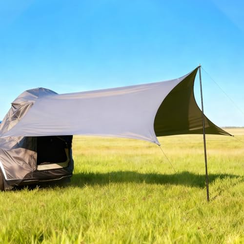 SUMK Camping Tent with Canopy for Tesla Model Y 2020-2025 Accessories [UPF50+ & Waterproof PU 3000mm] 420D Oxford Fabric Car Tailgate Shade Awning with Screen Net Suitable for 7-8 Person - Grey