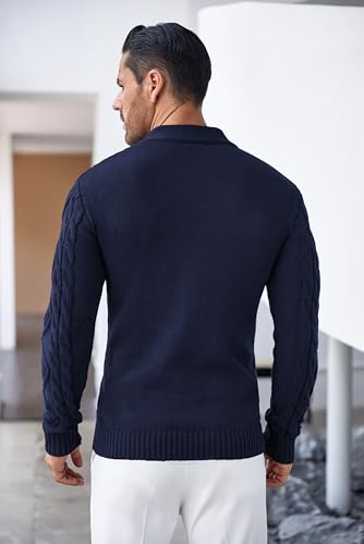 Pull homme col en V chaud coupe ajustée hiver décontracté chic - 3