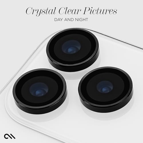 Image of Case-Mate Camera Lens Protector w /Aluminum Rings for iPhone 17 Pro Max /Pro | For iPhone 17 Pro Max /17 Pro /16 Pro Max /16 Pro /15 Pro Max /15 Pro - Double Tempered Glass Ultra HD View Easy Install - Black