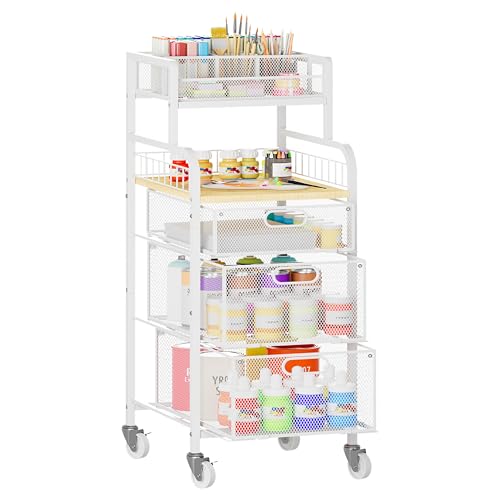 SWTYMIKI Office Rolling Cart with 3 Drawers - Metal Utility