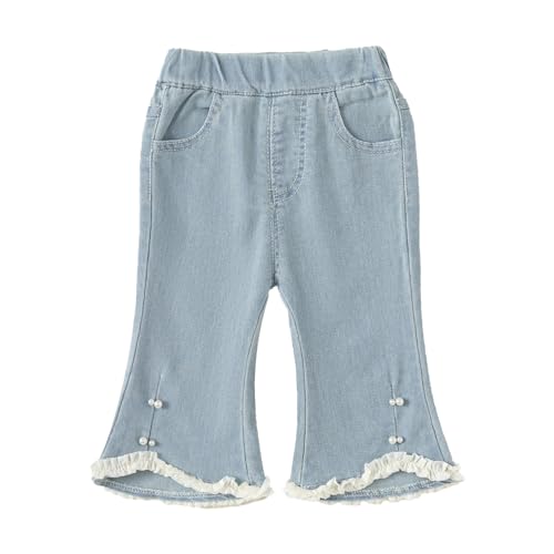 Little Girl Summer Jeans Pants Toddler Elastic Waist Lace Trousers