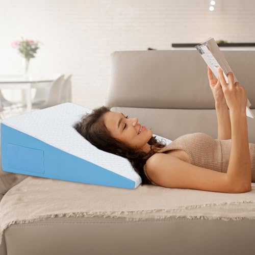 Image of Wedge Pillow for Sleep Apnea, 12 inch Memory Foam Bed Wedge After Surgery | Ergonomic Incline Design Supports the Back and Legs, and Soft, Breathable Fabric Keeps You Comfortable During Rest and Sleep