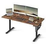 VASAGLE Electric Standing Desk, Height Adjustable Desk, 70 x 160 x (72-120) cm, 4 Memory Heights, Storage Pocket, for Home Office, Study, Rustic Brown and Ink Black LSD136K02