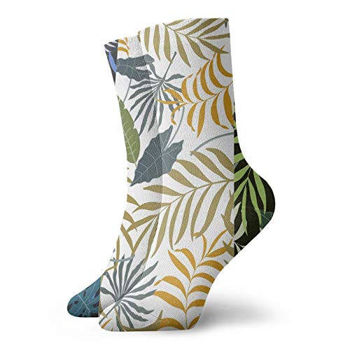 Three Tropical Leaves Socks Unisex Adult Casual Crew Socks Art Printing Crew Socks Sporty,Short Socks