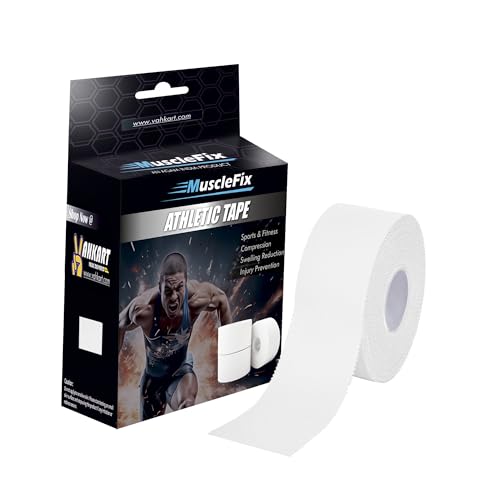 Image of Athletic Tape for Ankle, Wrist & Joint Protection, Easy-tear Breathable Soft Cotton Best Adhesive Medical Tape for Athletes & Trainers (White, 2.5 cm * 13.7 m)