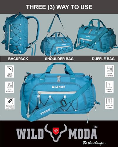 Image of 50L Duffel Travel Bag with Multiple Pockets | Ideal for Gym & Outdoor Trips (Turquoise)