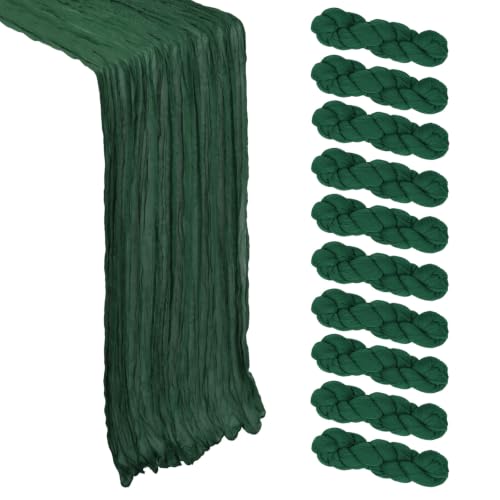 Heneger 10 Pack 17 x 108 Inch Emerald Green Table Runner Cheesecloth