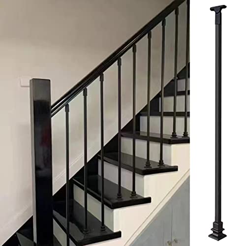 Mandrins à balustres en métal noir 140cm pour garde-corps escalier de grenier