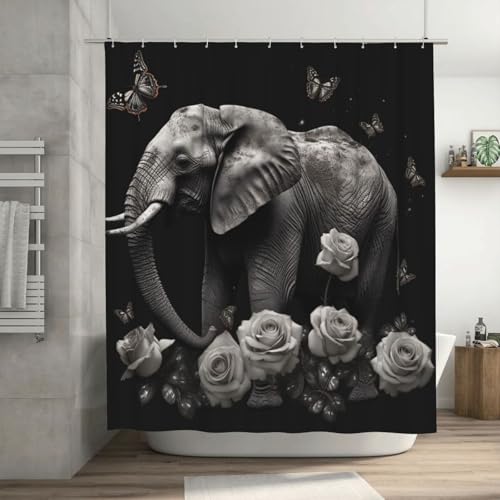Rideau de douche imperméable éléphant 183x183 cm anti-moisissure - 2