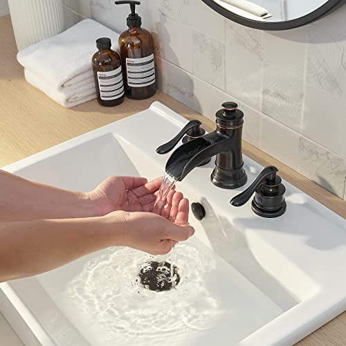 Bathroomfaucet3holeoilrubbedbronzeforsinkwaterfallwidespread8inch2handlefarmhousewithpopupdrainwithoverflowvanitybasinlavatorycommercialparts  Urban Country Home Decor Bathroom faucet 3 hole oil rubbed bronze for sink waterfall widespread 8 inch 2 handle farmhouse with pop up drain with overflow vanity basin lavatory commercial parts  urban country home decor