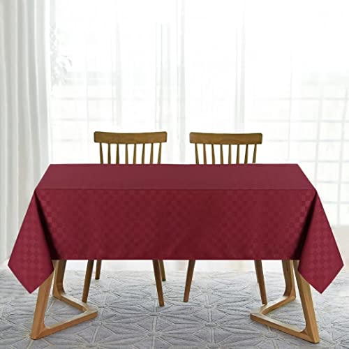 Faironly Checkered Table Cloth Waterproof Wrinkle Resistant Tablecloth Round Square Rectangular Tablecloth For Dining Room Holiday, Burgundy Red, 60 X 84 Inch #TOP1