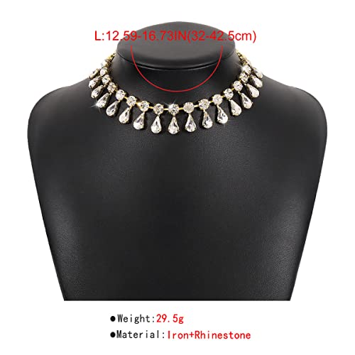 Chargances Gold Glitter Gemstone Pendant Choker Necklace Boho Crystal Rhinestone Collar Necklace Jewelry For Women Girls Gift Party (Gold) #TOP4