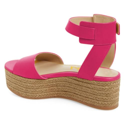 FSJ Women Chic Open Toe Platform Wedge High Heel Espadrilles Sandals Fashion Ankle Strap Casual Summer Shoes Size 4-15 US2