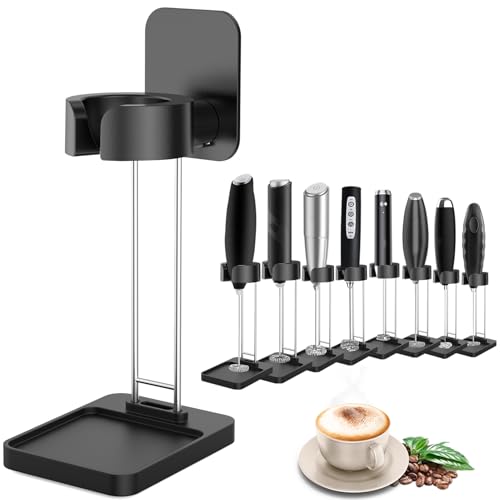 DERGUAM Milk Frother Stand for Milk Frothers Durable and Stable Stainless Steel Frother Stand [Standing or Hanging]Milk Frother Holder for Multiple Types Handheld Frother