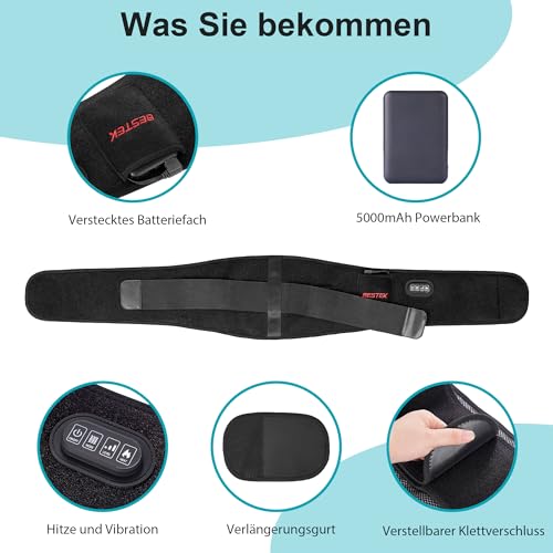 Bestek Fascia Massaggio Lombare Riscaldante Cintura Riscaldante Con 3 Livelli Di Temperatura E Massaggio A Vibrazione–Termoforo Elettrico Con Spegnimento Automatico Per Schiena, Spalle E Addome - 8
