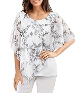 Cestyle Womens Flowy Blouses Dressy Casual Shirts Lightweight Mesh Poncho Tops
