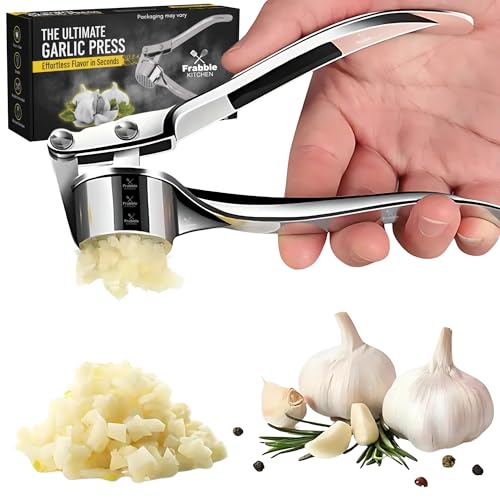 Frabble Kitchen Stainless Steel Finish Garlic Crusher & Press Cho...