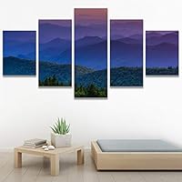 SIGNWIN 5 Panel Canvas Wall Art Modern Art Expressive Farmhouse/Country Landscape Mountain Top Multicolor Photography for Home Decorations Ready to Hang - 60