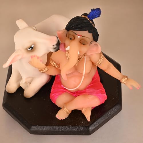 Image of KariGhar, GAI Ganpati Idol Perfect for Study Table,Car Dashboard and House Warming Multicolor
