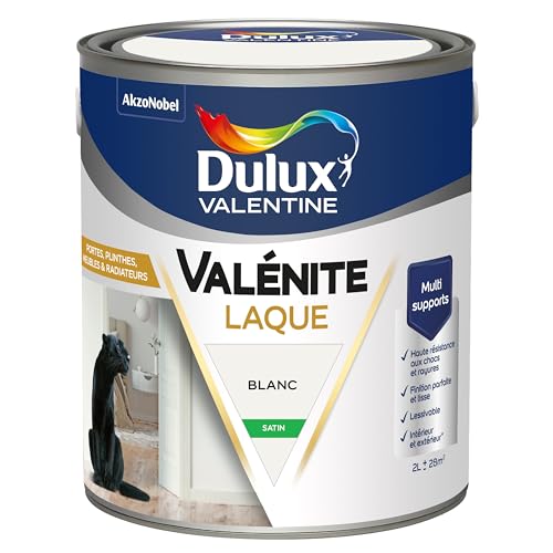 Dulux Valentine Peinture Laque Valénite Intérieur et Extérieur Multi-supports - Finition parfaite et lisse, Formule Haute Résistance - Satin Blanc 2 L