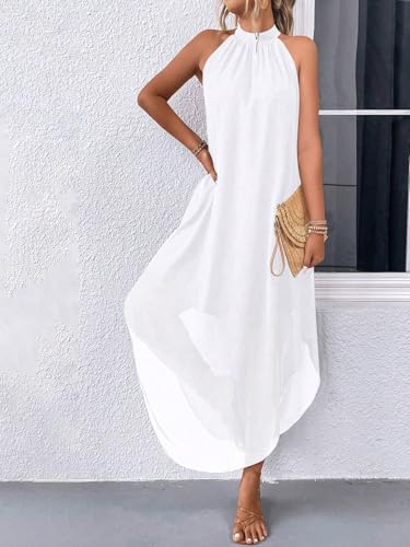 Image of Verdusa Women's Wedding Guest Dress Halter Flowy Chiffon Asymmetrical Long Summer Prom Dress