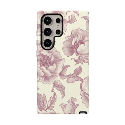 Coque Samsung S24 Ultra bordeaux rigide mate motif floral victorien protection durable