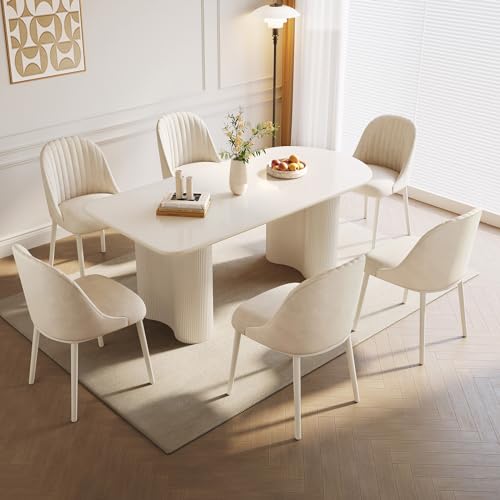 GraceNook 63" White Oval Dining Table Set for 2-6, Sturdy
