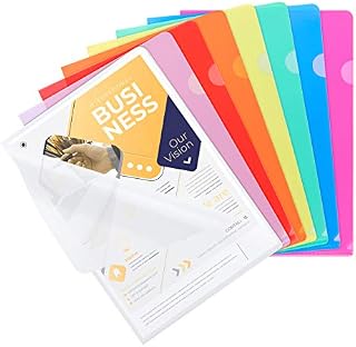 25 x Transparent Plastic Folders A4, Clear Plastic Wallets for File Paper Cover, 8 Assorted Colours A4 Plastic Sleeves Wallets, Clear Side Cut File Cover for Work, Report, Project, Presentation