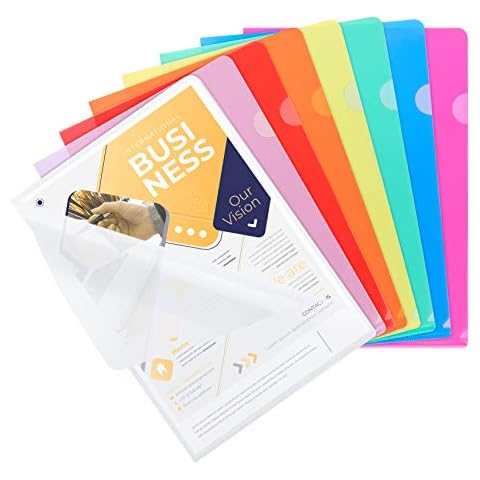 25 x Transparent Plastic Folders A4, Clear Plastic Wallets for Paper Storage, 8 Assorted Colours for School, Office, Home Cover