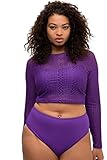Studio Untold Damen große Größen Übergrößen Plus Size Bikini-Top, Softcups, Spitze, Rundhals, Langarm violett 54 818003838-54