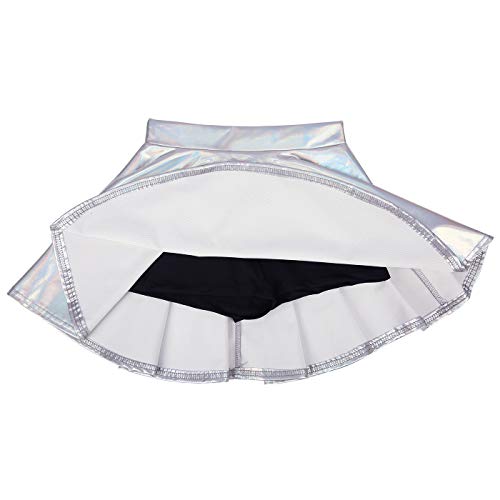 Image of HDE Girl's Metallic Skater Skort Dance Athletic Shiny Holographic Scooter Skirt