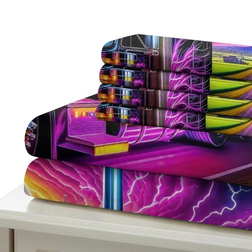 Housse de couette camion fermeture éclair cachée parure douce 3D